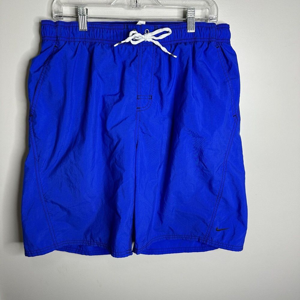 Men's Vintage‎ Nike Size Large Blue Lined Swim Trunks 9" Inseam